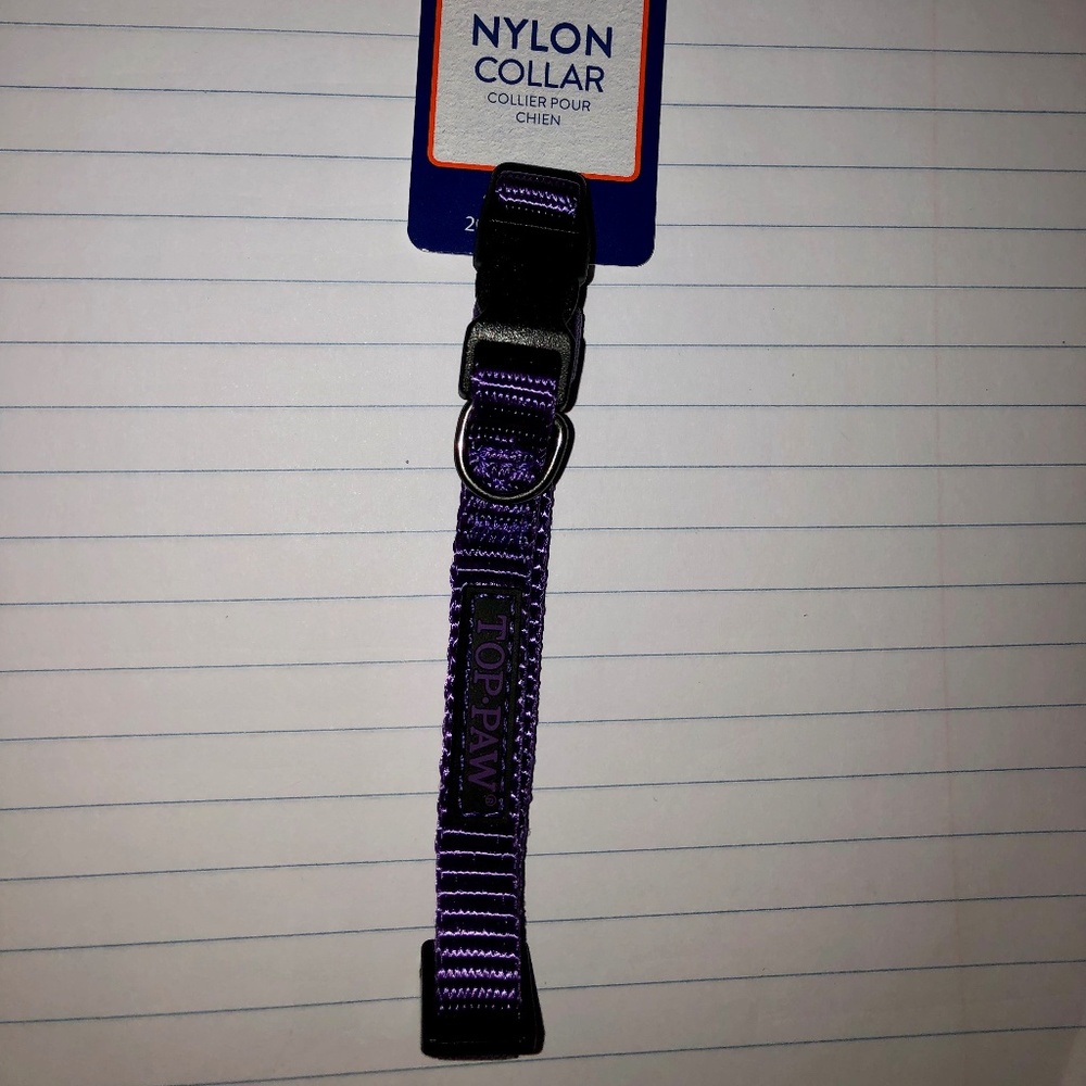 Purple Dog Nylon Collar Top Paw New With Tags Size XSmall